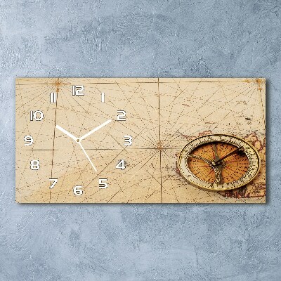 Reloj rectangular Brújula en el mapa