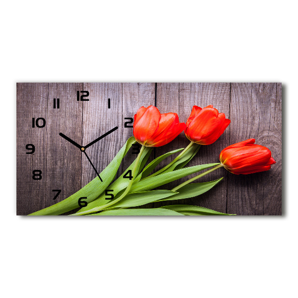 Reloj horizontal Tulipanes rojos
