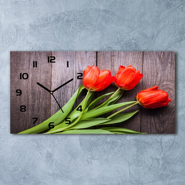 Reloj horizontal Tulipanes rojos