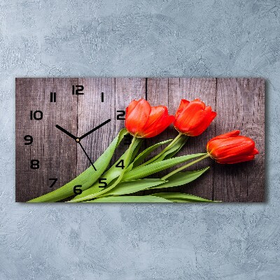 Reloj horizontal Tulipanes rojos