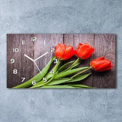 Reloj horizontal Tulipanes rojos