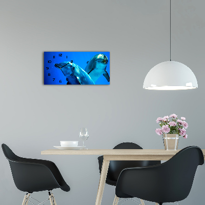 Reloj de cristal horizontal Dos delfines