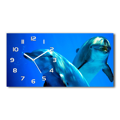 Reloj de cristal horizontal Dos delfines
