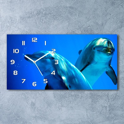 Reloj de cristal horizontal Dos delfines