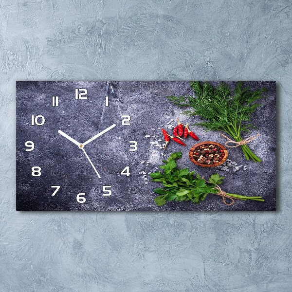 Reloj de cristal horizontal Hierbas y especias