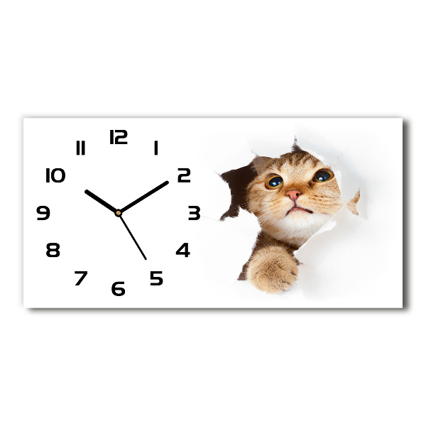 Reloj de cristal horizontal Gato en un agujero