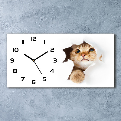 Reloj de cristal horizontal Gato en un agujero