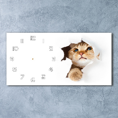 Reloj de cristal horizontal Gato en un agujero