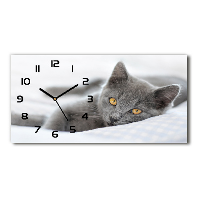 Reloj de cristal horizontal Gato gris