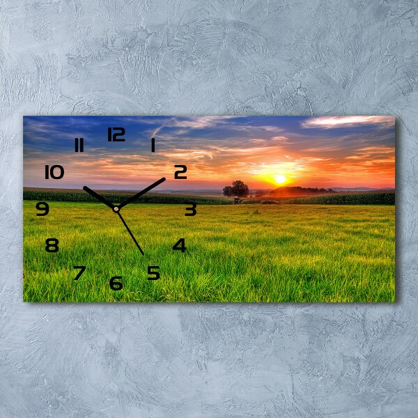 Reloj horizontal Pradera al atardecer