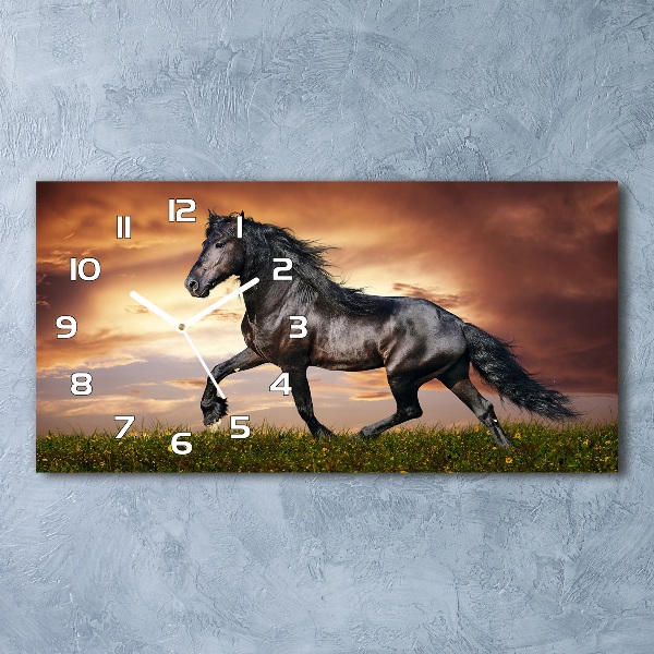 Reloj de cristal horizontal Caballo de trote