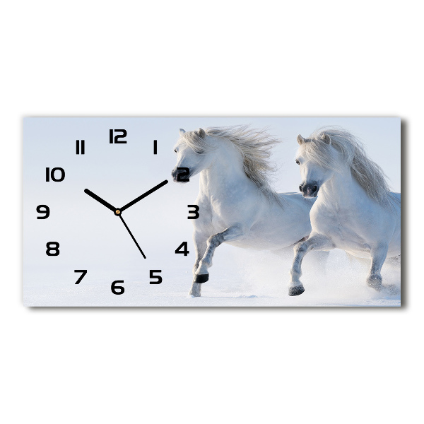 Reloj rectangular Dos caballos en la nieve