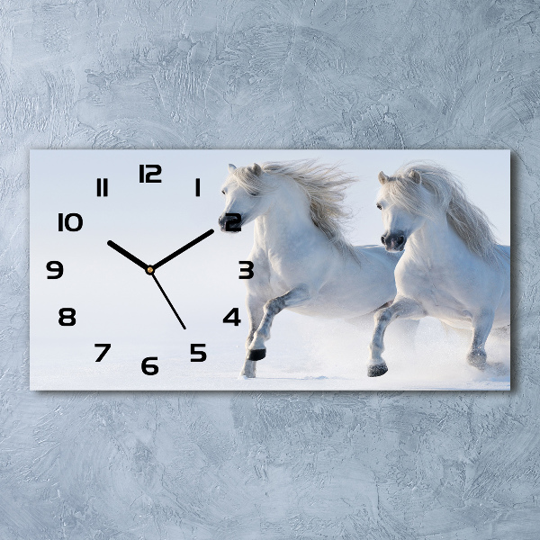 Reloj rectangular Dos caballos en la nieve