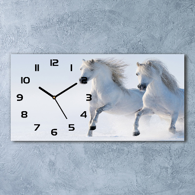 Reloj rectangular Dos caballos en la nieve