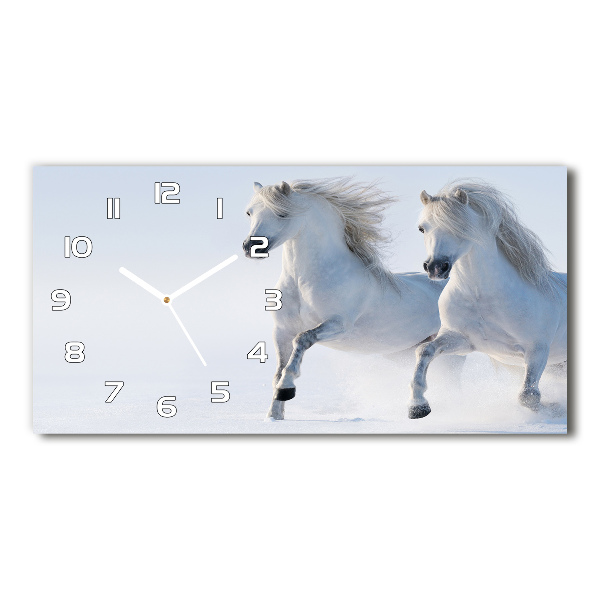 Reloj rectangular Dos caballos en la nieve