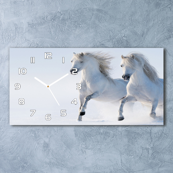 Reloj rectangular Dos caballos en la nieve
