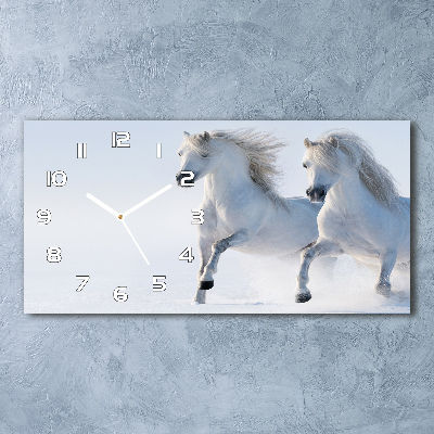 Reloj rectangular Dos caballos en la nieve