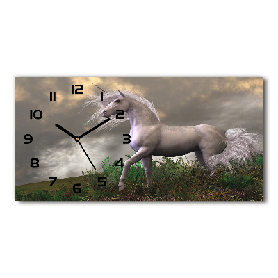 Reloj de cristal horizontal Unicornio gris