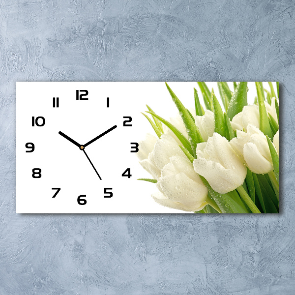 Reloj rectangular Tulipanes blancos