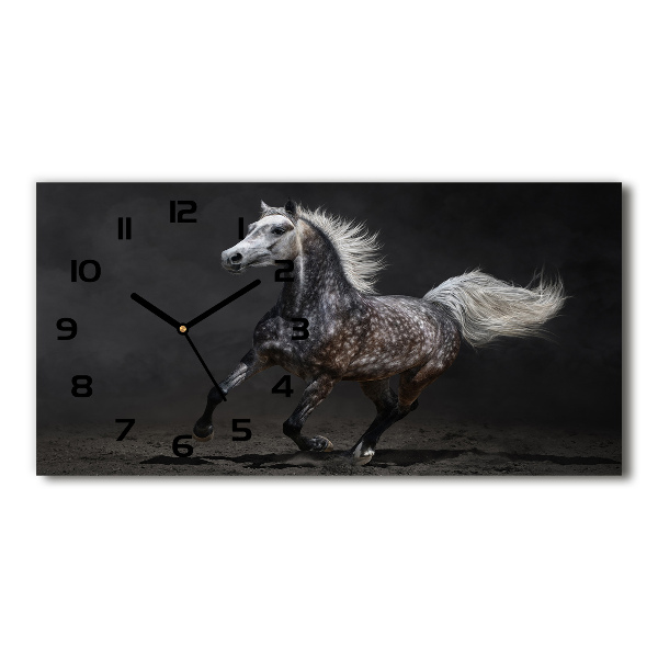 Reloj de cristal horizontal Caballo árabe gris