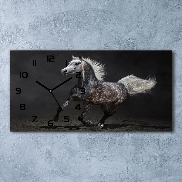Reloj de cristal horizontal Caballo árabe gris