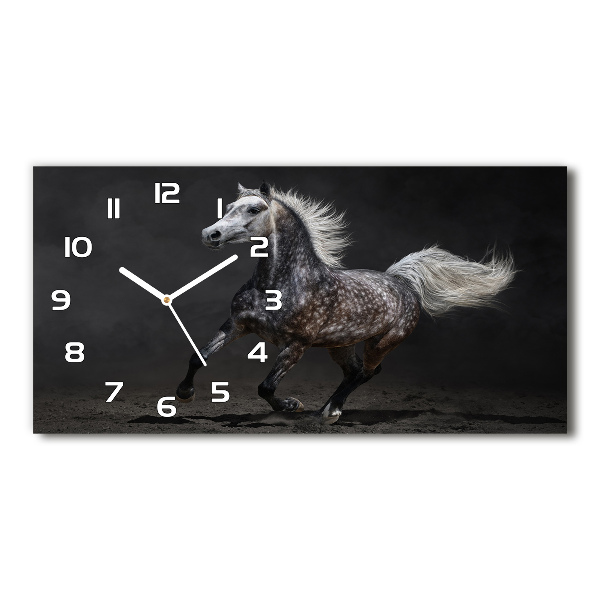 Reloj de cristal horizontal Caballo árabe gris