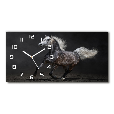 Reloj de cristal horizontal Caballo árabe gris