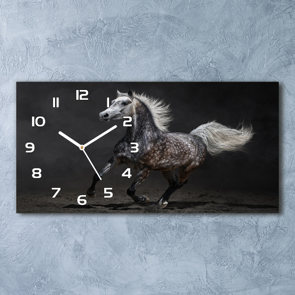 Reloj de cristal horizontal Caballo árabe gris