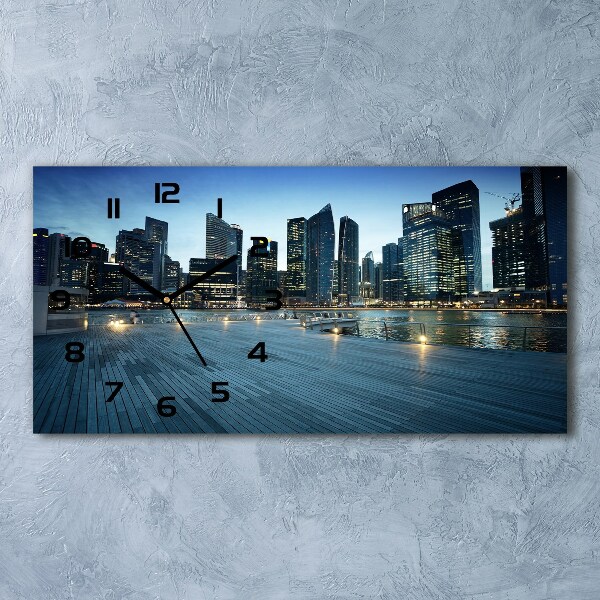 Reloj rectangular Singapur de noche