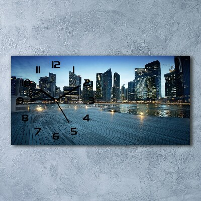 Reloj rectangular Singapur de noche