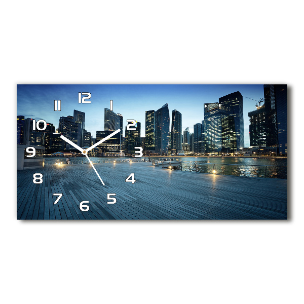 Reloj rectangular Singapur de noche