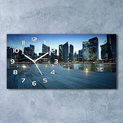Reloj rectangular Singapur de noche