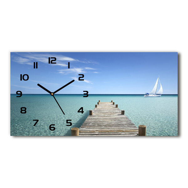Reloj horizontal Muelle de madera