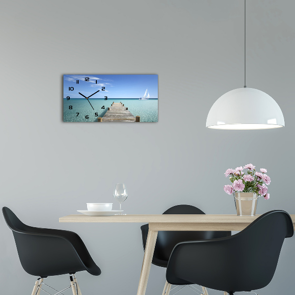 Reloj horizontal Muelle de madera