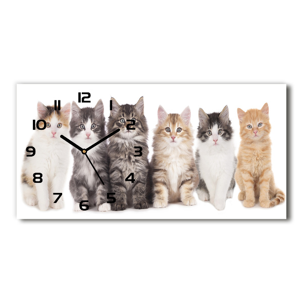 Reloj de cristal horizontal Seis gatos