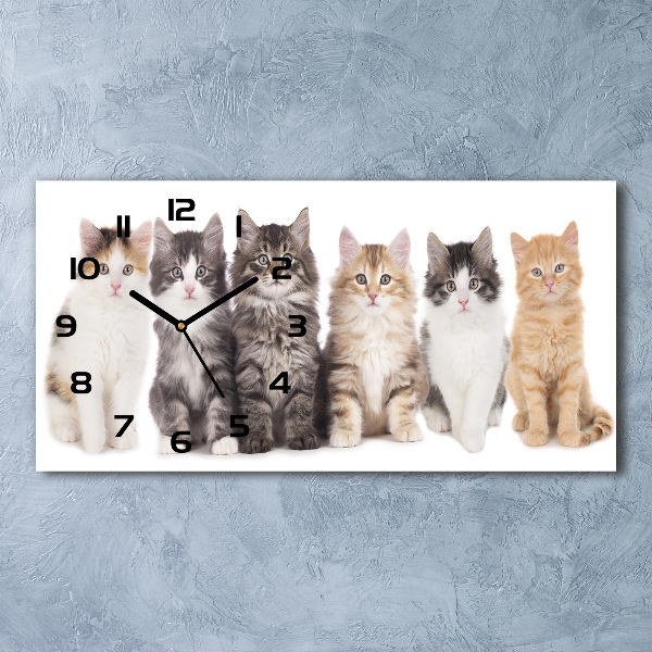 Reloj de cristal horizontal Seis gatos