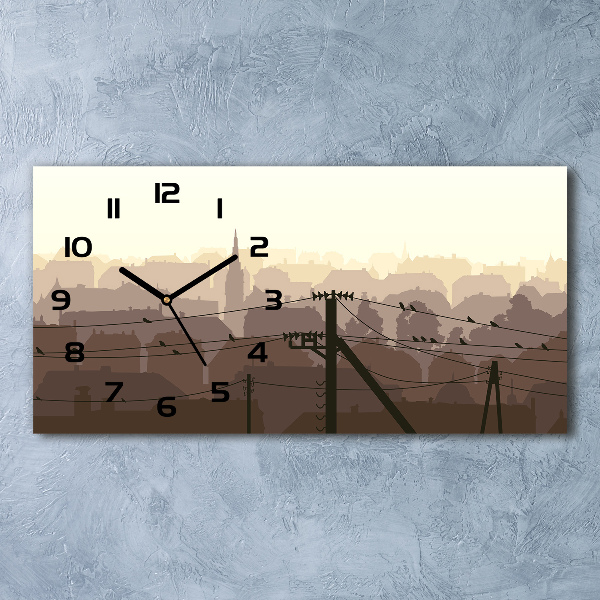 Reloj de cristal horizontal Línea eléctrica de la ciudad