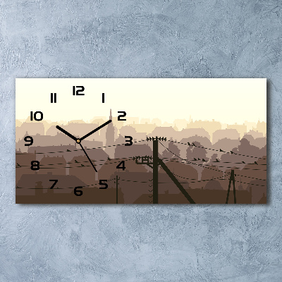 Reloj de cristal horizontal Línea eléctrica de la ciudad