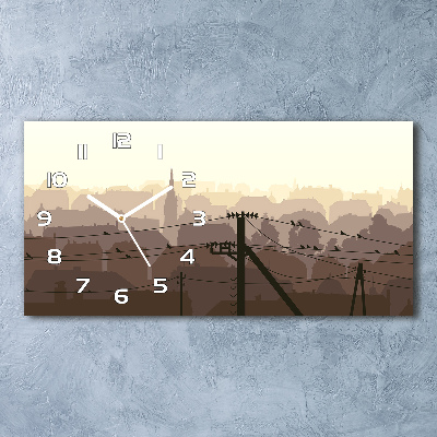 Reloj de cristal horizontal Línea eléctrica de la ciudad