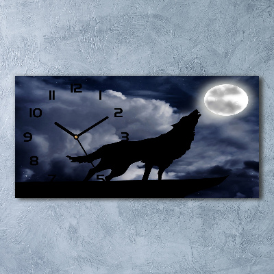 Reloj horizontal El lobo aullador de la luna llena