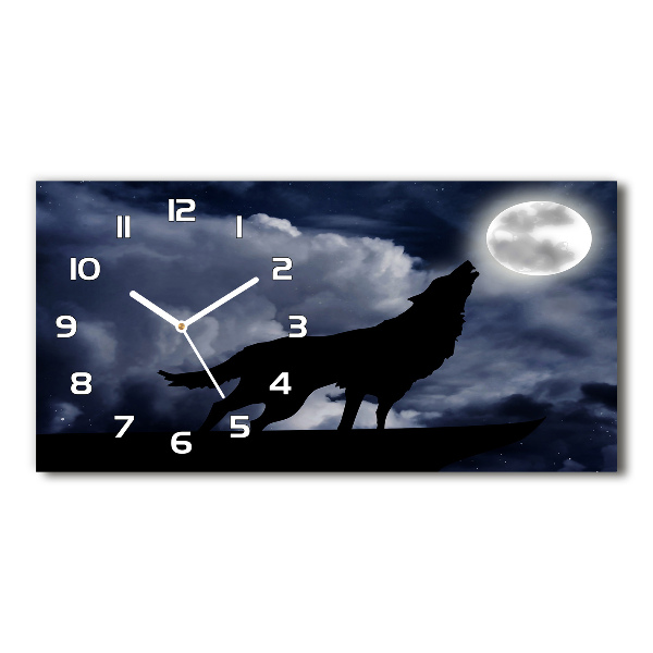 Reloj horizontal El lobo aullador de la luna llena
