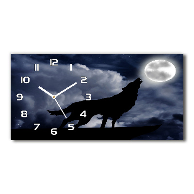 Reloj horizontal El lobo aullador de la luna llena