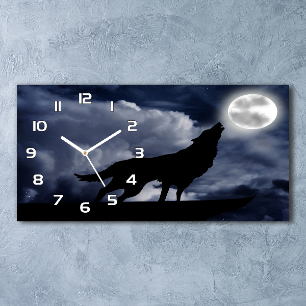Reloj horizontal El lobo aullador de la luna llena