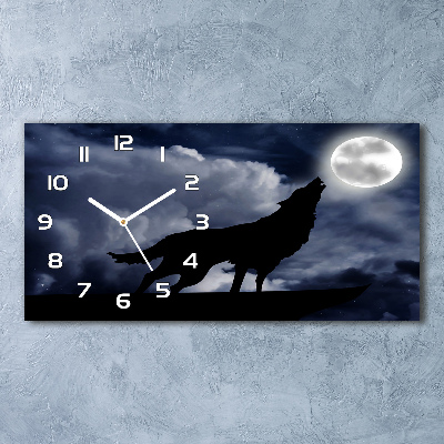 Reloj horizontal El lobo aullador de la luna llena
