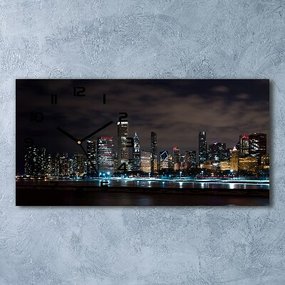 Reloj horizontal Chicago de noche