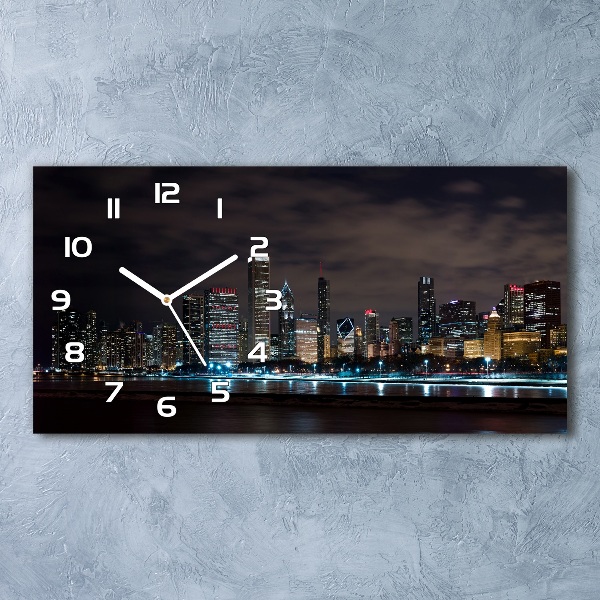 Reloj horizontal Chicago de noche
