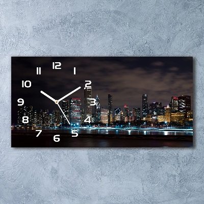 Reloj horizontal Chicago de noche