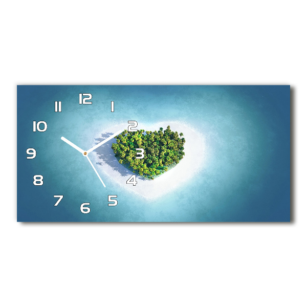 Reloj rectangular Isla en forma de corazón
