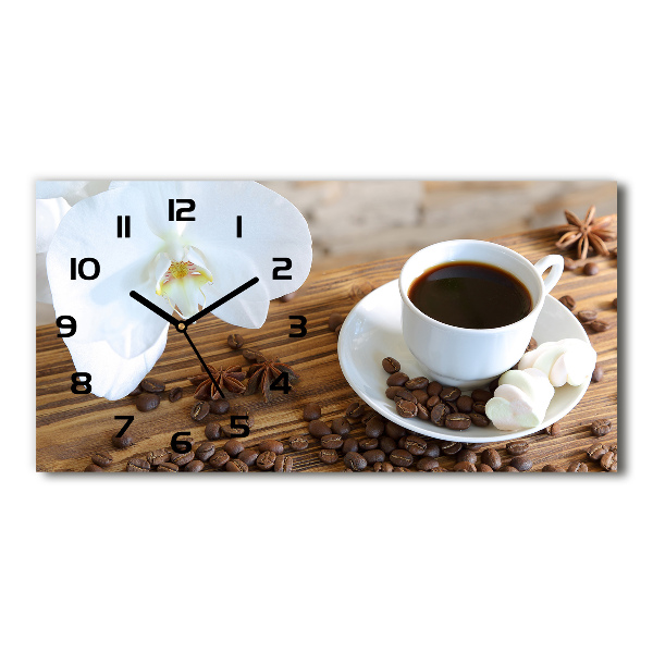 Reloj de cristal horizontal Una taza de café