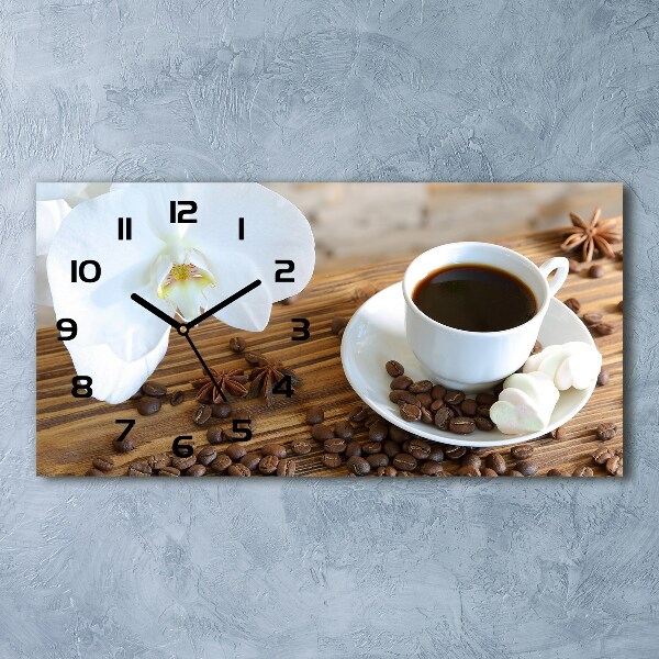 Reloj de cristal horizontal Una taza de café
